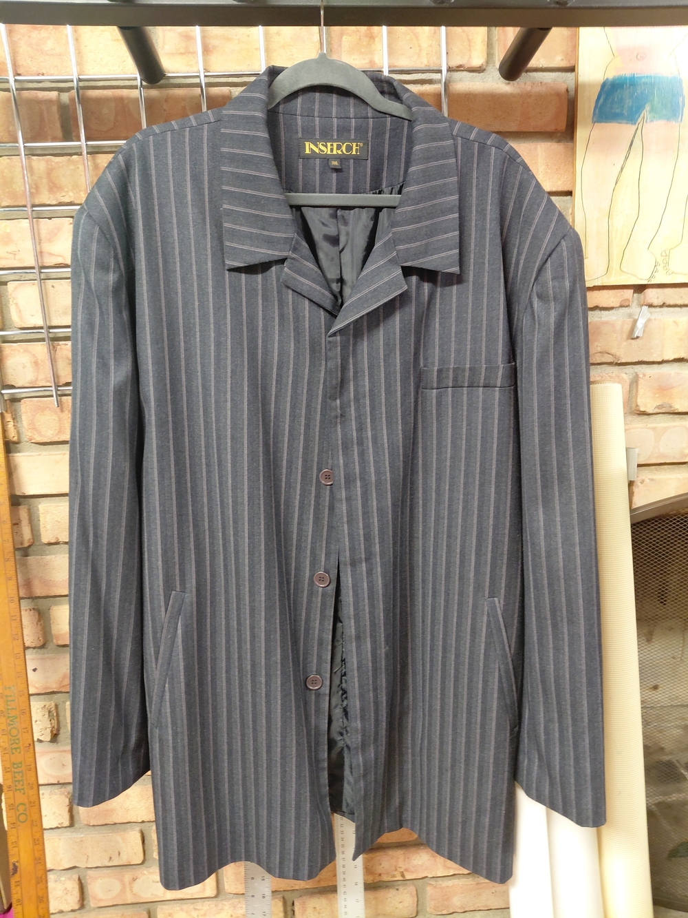 Insetch Men’s Lightweight Pinstripe Shirt Jacket - Gray